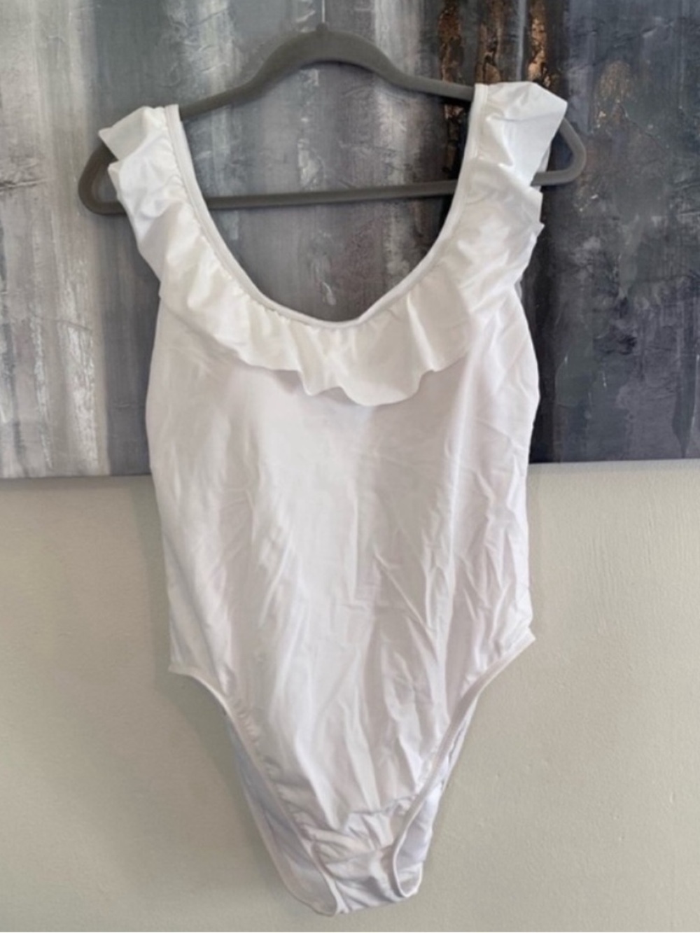 Women’s White Ruffle One-Piece Swimsuit